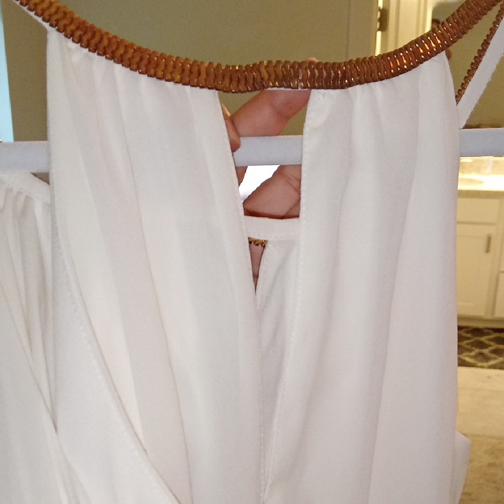 Papaya Cream Strapless Pleated Sundress - Picture 7 of 7